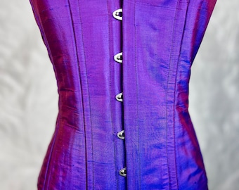 Purple Dupioni Silk Steel Boned Corset Size Medium