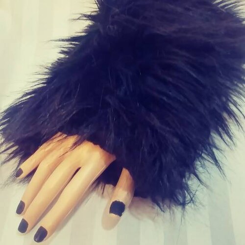 Custom Real outlets Or Faux Fur Hand Muff Goth Club Accessory