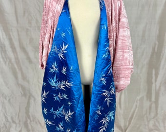 Pink Velvet Blue Satin Lined Cocoon Coat 20s Costume Piece