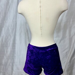 Purple Velvet Stretch Hot Pants Shorts image 3