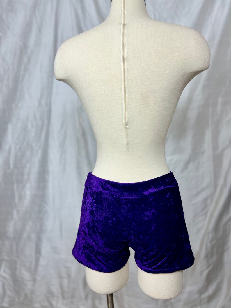 Purple Velvet Stretch Hot Pants Shorts image 3