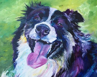 Custom Oil Painting of your Pet Portrait - hand painted, thick texture, large canvas, bright colors, modern yet traditional