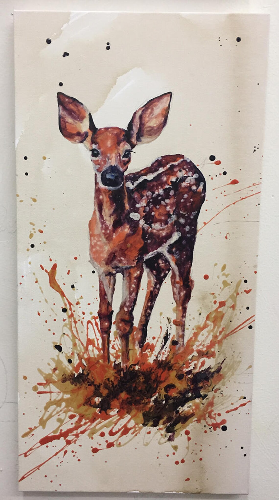Custom Watercolor Mixed Media Painting Deer Doe Stag Etsy