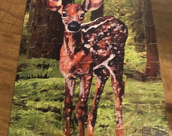 Whitetail Baby Fawn Deer Easy Puzzle 54 pc original painting