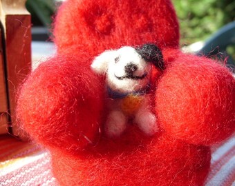 Your doggie in a needle felted arm chair