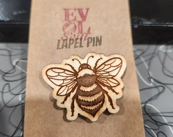 Honey Bee Wooden Lapel Pin