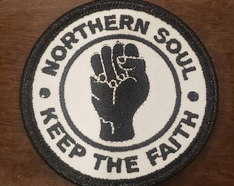 A northern soul - keep the faith, retro music scene design in black
