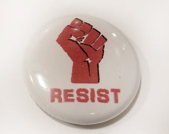 Resist Red Fist 1 inch Button