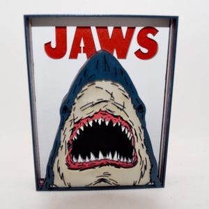 Art mural en bois Requin JAWS pour superposition 3D