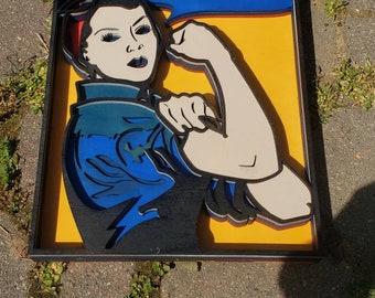 3-D Layered Rosie the Riveter Wooden Wall Art