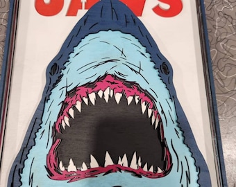 3-D Layerer JAWS Shark Wooden Wall Art