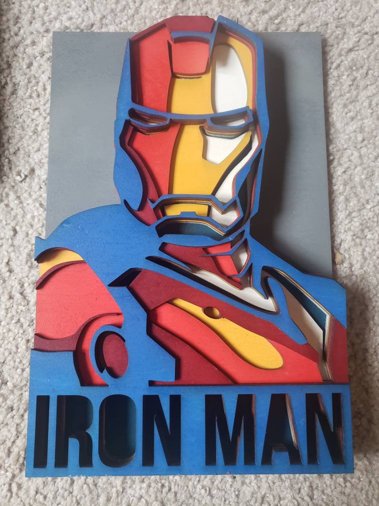 3D Layered Iron Man Wooden Wall Art Etsy UK