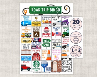 BINGO para viajes por carretera, actividad para viajar en familia y con amigos, juego de coche imprimible, diversión en viajes por carretera, vacaciones, conducción, viajes largos en autobús, viajes de clase