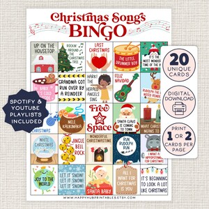 BINGO i lista odtwarzania kolęd, gra imprezowa do druku, centrum seniorów, klasa, zabawa, wspólne śpiewanie, listy odtwarzania Spotify i YouTube, święta