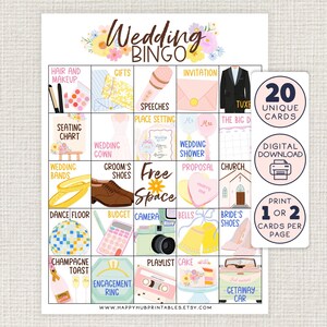 BINGO de bodas, juego de fiesta imprimible, divertida actividad nupcial, fiesta de compromiso, despedida de soltera, oficina, bingo de despedida de soltera, equipo, tarjetas con imágenes