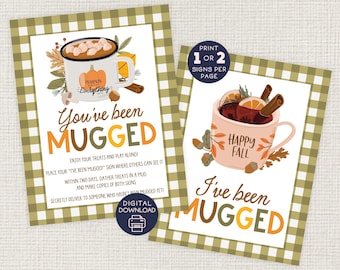 You've Been Mugged Fall, Printable Autumn Game, Fun Activity, Treats, Mug, School Teachers, Office Version, Gift Exchange, Morale Booster