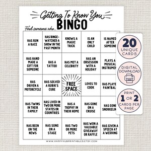 Erwachsene lernen Sie kennen BINGO, Eisbrecher-Spiel, Geschäftstreffen, jemanden finden, der lustige Gruppenherausfordernde, Teambildungs-Aktivitäten, Büro trifft