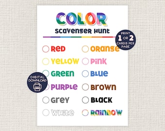 Color Scavenger Hunt, Fun Printable for Toddlers, Seek and Find Learning Challenge, Preschool Teaching Aid, Learn Colors, Art Search, Kids