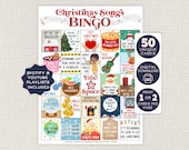 Christmas Songs BINGO and Playlist, Holiday Party Game, Printable, Office, Senior Center, Classroom Party, Printable Bingo, Picture Cards