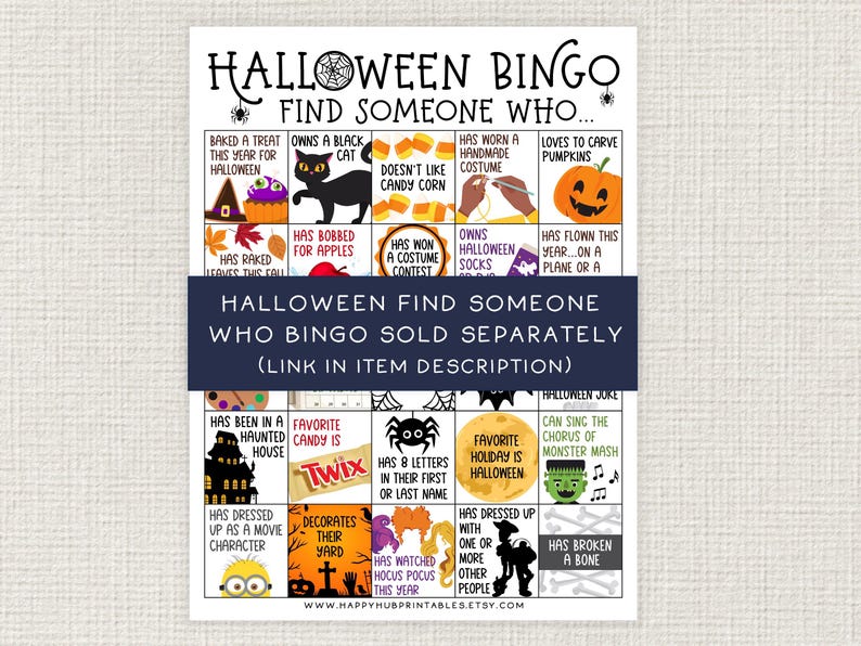Puede incluir: Una tarjeta de juego de bingo de Halloween con un dise&ntilde;o en blanco y negro. La tarjeta tiene una cuadr&iacute;cula de 25 casillas con diferentes indicaciones con tem&aacute;tica de Halloween. Las indicaciones incluyen "Horne&oacute; un dulce este a&ntilde;o para Halloween", "Tiene un gato negro", "Ha usado un disfraz hecho a mano", "Le encanta tallar calabazas", "Ha pescado manzanas", "Ha ganado un concurso de disfraces", "Tiene calcetines de Halloween", "Ha volado este a&ntilde;o...en un avi&oacute;n o en un", "Ha estado en una casa encantada", "Su dulce favorito es Twix", "Tiene 8 letras en su nombre o apellido", "Su festividad favorita es Halloween", "Puede cantar el estribillo de Monster Mash", "Se ha disfrazado de un personaje de pel&iacute;cula", "Decora su jard&iacute;n", "Ha visto Hocus Pocus este a&ntilde;o", "Se ha disfrazado con una o m&aacute;s personas", "Se ha roto un hueso".
