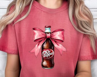 Dr Pepper Pink Bow Coquette Shirt, Dr Pepper Lover Shirt, Pink Soda Drink Shirt, Trendy DR Pepper Shirt, Soda Lover Gift, Funny Drink  Shirt