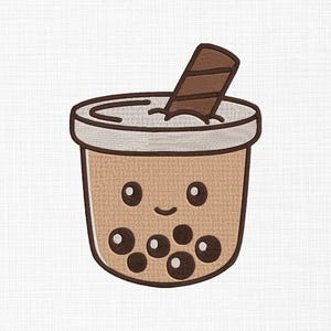 Boba Tea Embroidery Design: Bubble Coffee, 5 Sizes (Digital Download)