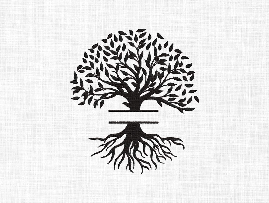 Monogramed Tree Tree Monogram Embroidery Design Silhouette Tree Embroidery Design Split ...