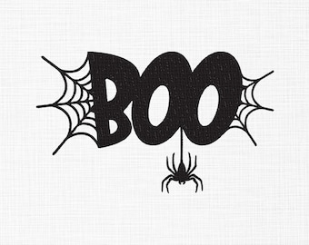 Boo Spider Web Embroidery Design: Halloween Machine Embroidery (5 Sizes) (Digital Download)