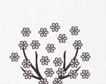 Floral Border Embroidery Design: Line Art, 5 Sizes (Digital Download)