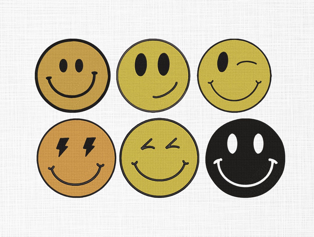Emoji Faces Embroidery Design: Smiley Face Machine Embroidery (digital ...