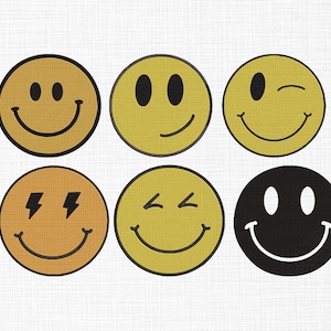 Emoji Faces Embroidery Design Smiley Face Embroidery Design Cute Faces Embroidery Machine Embroidery 5 Sizes Digital Download