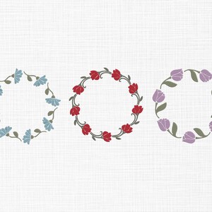 Floral Wreath Bundle Embroidery Design Wreath Embroidery Design Flowers Embroidery Design Machine Embroidery 5 Sizes Digital Download