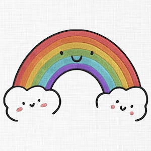 Rainbow Embroidery Cute Rainbow Face Embroidery Colorful Rainbow Embroidery Design Machine Embroidery 5 Sizes Digital Download
