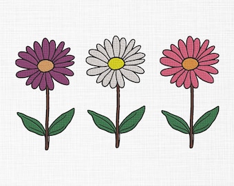 Daisy Flower Embroidery Design: Floral Machine Embroidery (Digital Download)