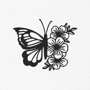 Floral Butterfly Embroidery Design: 5 Sizes (Digital Download)