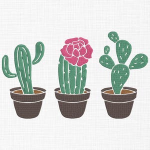 Floral Cactus Embroidery Design Bundle: Machine Embroidery, 5 Sizes (Digital Download)