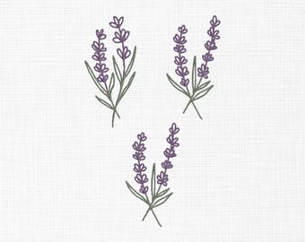 Lavender Bundle Embroidery Design: Purple Flower Machine Embroidery (5 Sizes) (Digital Download)