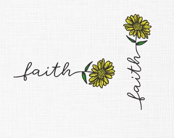 Floral Faith Embroidery Design Daisy Flower Embroidery Design Faith Embroidery Machine Embroidery Design 5 Sizes Digital Download