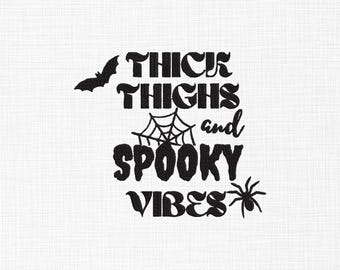 Thick Thighs Spooky Vibes Embroidery Design: Halloween Machine Embroidery (Digital Download)