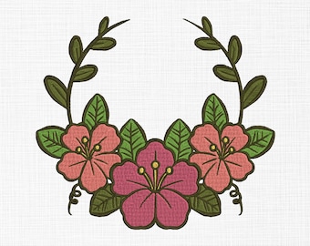 Flower Wreath Embroidery Design: 5 Sizes (Digital Download)