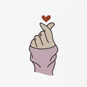 Finger Heart Embroidery Design: Korean Love Sign (Digital Download)