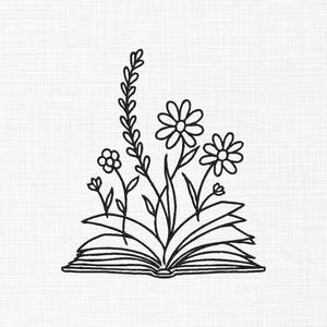 Floral Book Embroidery Design: Flowers Machine Embroidery (5 Sizes) (Digital Download)