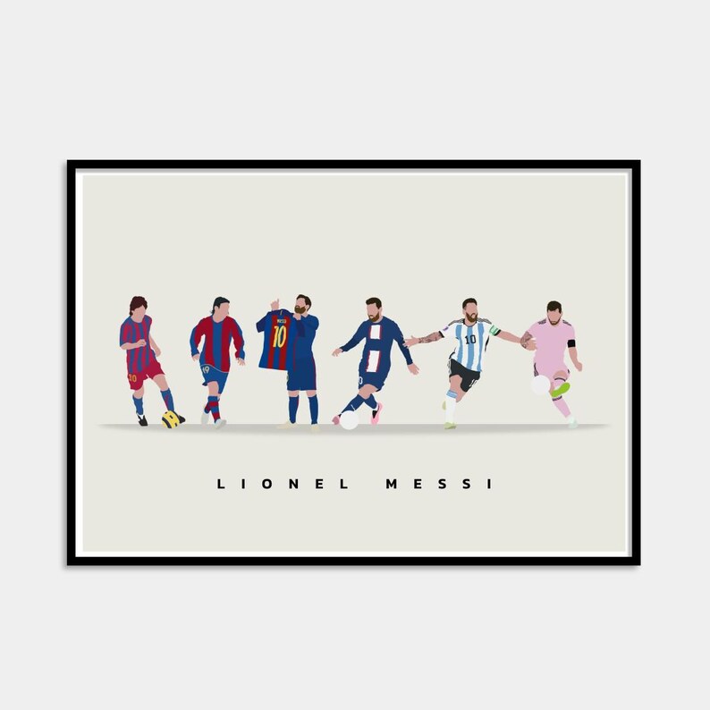 Lionel Messi Football Poster Print Career Path Timeline | Football Wall ...