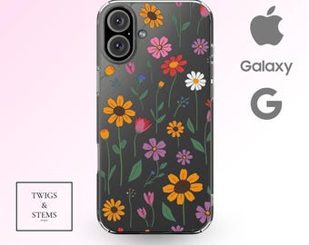 Alaska Wildflowers Phone Case: Clear Floral Cover, MagSafe Option