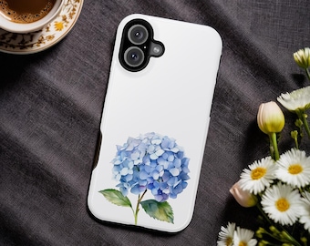 Watercolor Hydrangea Phone Case: Floral Art, MagSafe Compatible