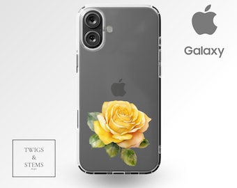 Watercolor Rose Clear Phone Case: Floral Art Gift