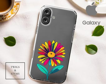 Daisy April Birth Month Phone Case: Clear Floral Design