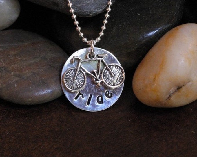 Hand Stamped Bike Charm Necklace Etsy