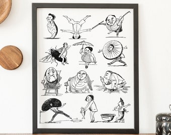 Edward Lear Characters Collection -  Instant Download Digital Print