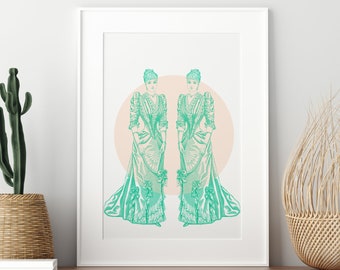 Victorian Twins Abstract Art - Instant Download Digital Print